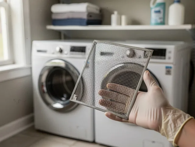 Wellington Dryer Vent Cleaning specialist performing detailed lint trap cleaning service in Wellington