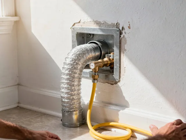 Wellington Dryer Vent Cleaning certified technician performing specialized gas dryer vent cleaning in Wellington